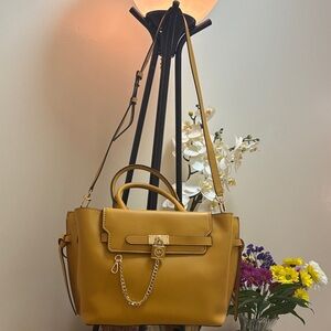 MICHAEL  KORS Elegant Mustard Handbag with Chain Detail